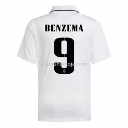 Camisola Real Madrid Benzema 9 Equipamento Primeiro 2022-2023 Manga Corta
